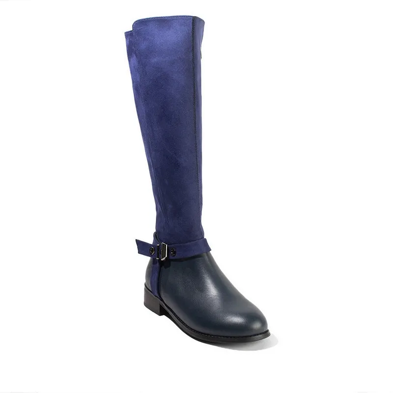 Women Navy Leather*Chamois Boot #2653