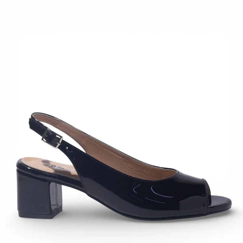Women Black Vernis Leather Sandal #4887