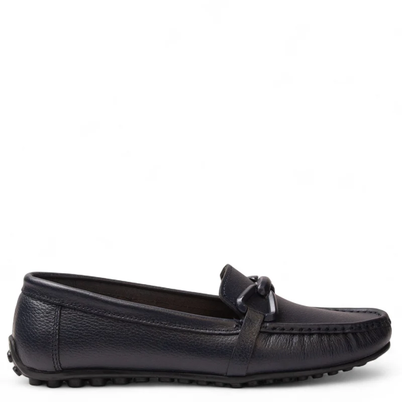 Women Navy Leather Espadrilles #4309