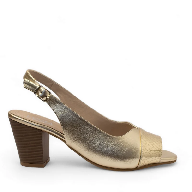 Women Gold Leather Sandal #2760