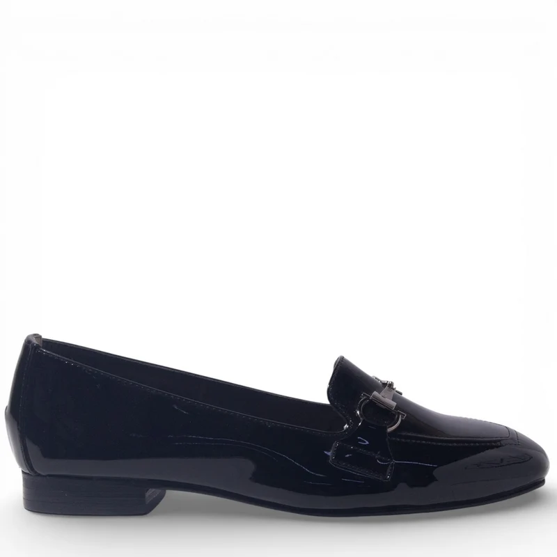 Women Black Vernis Leather Mules #4890