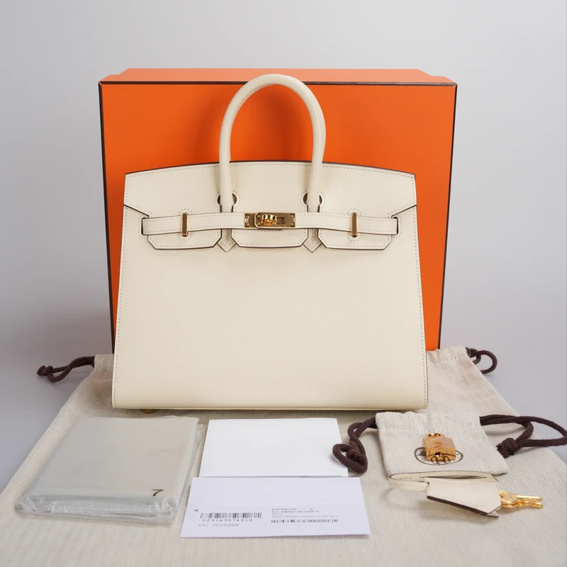Hermes Birkin 25 cm Sellier-Tasche aus Nata Epsom-Leder mit goldenen Beschlägen ab 2021