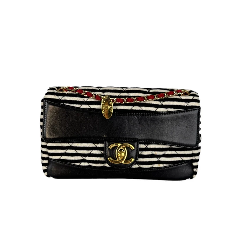Chanel Sailor Bag Blau 2014 Gestreifte Mini Rechteck Klassische Single Flap Umhängetasche