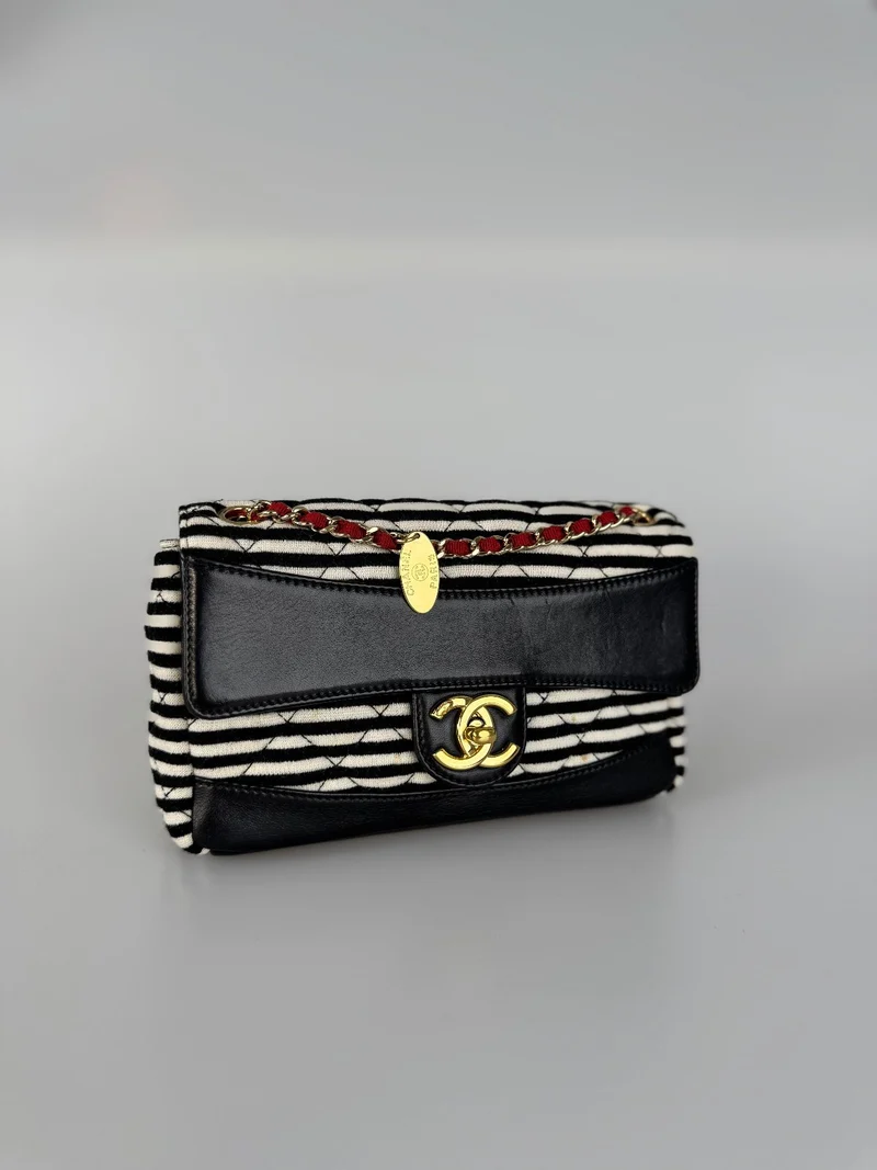 Chanel Sailor Bag Blau 2014 Gestreifte Mini Rechteck Klassische Single Flap Umhängetasche