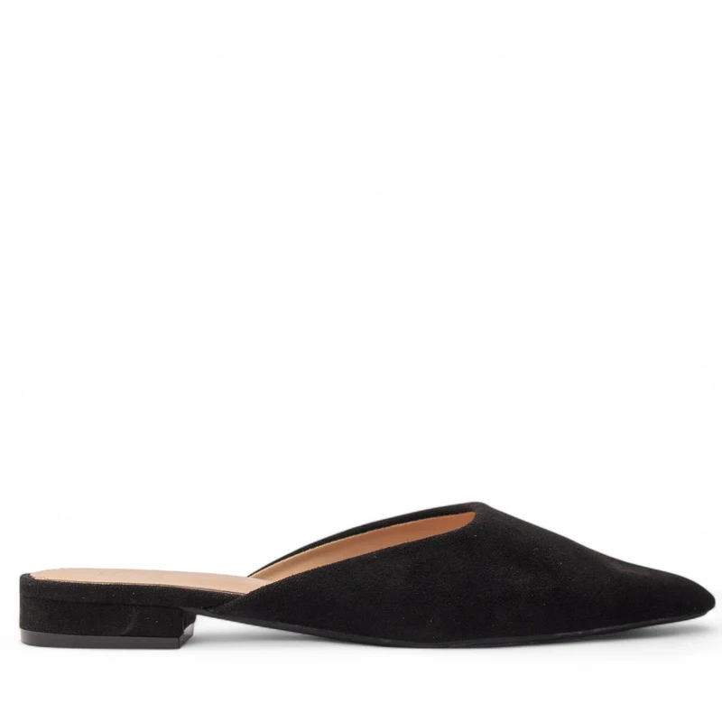 Europeon Union Women Black Chamois Mules #4001