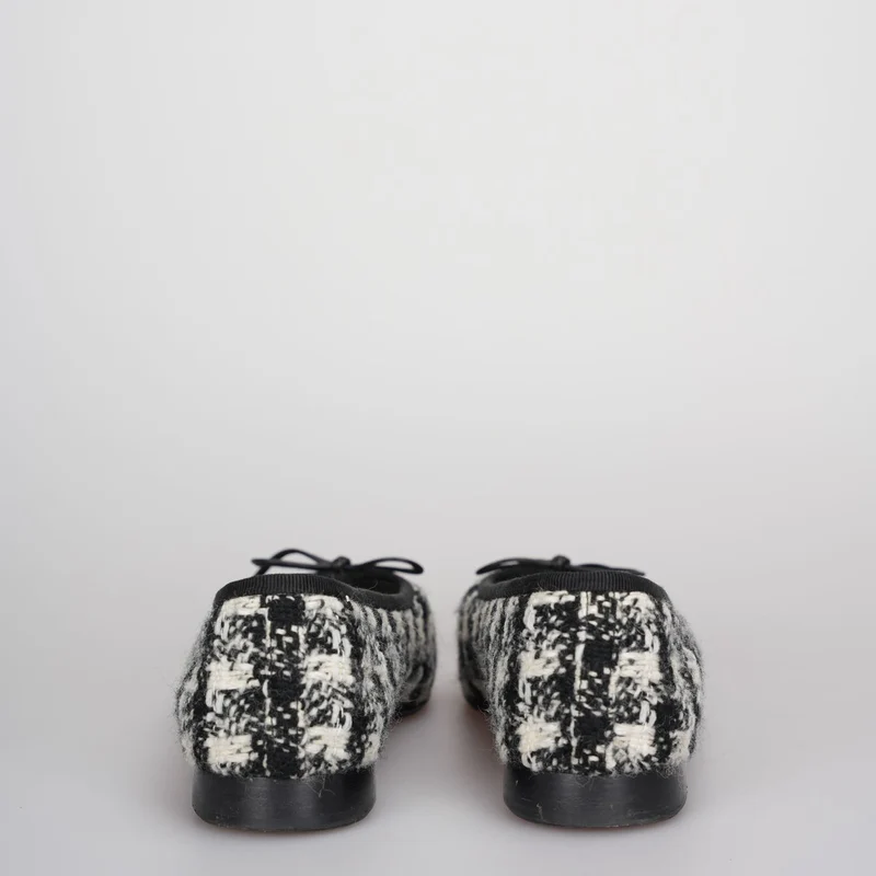 Chanel Schwarze Tweed-Ballerinas 37