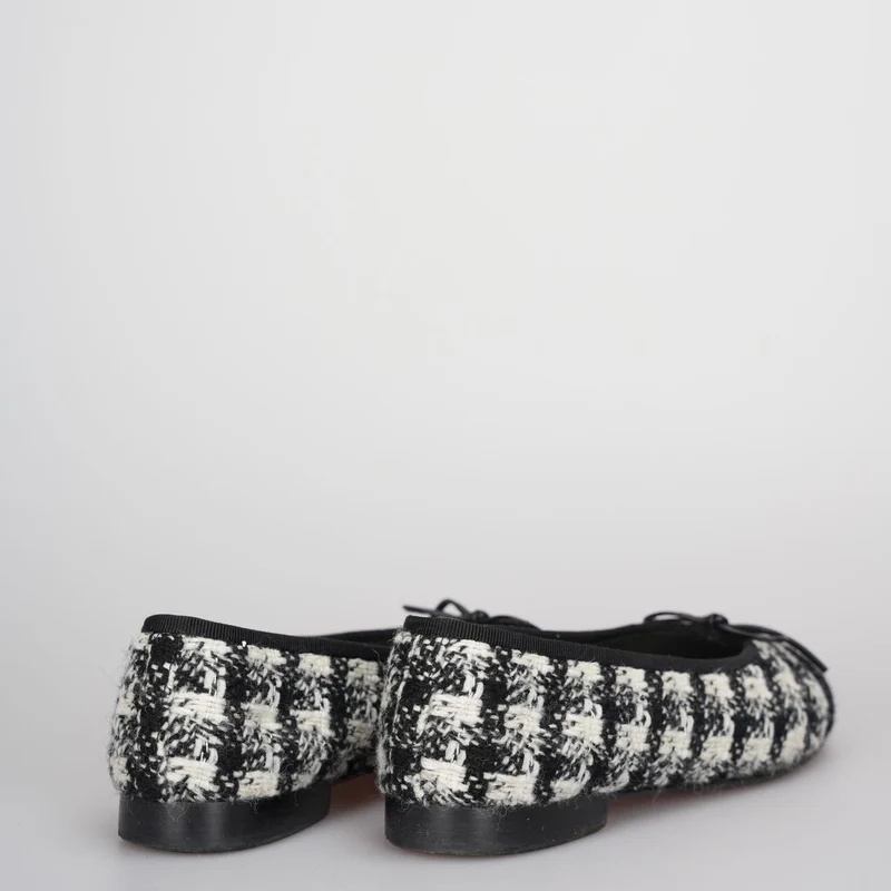 Chanel Schwarze Tweed-Ballerinas 37