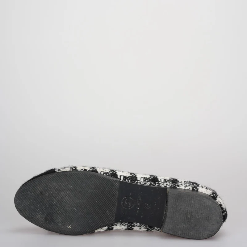 Chanel Schwarze Tweed-Ballerinas 37