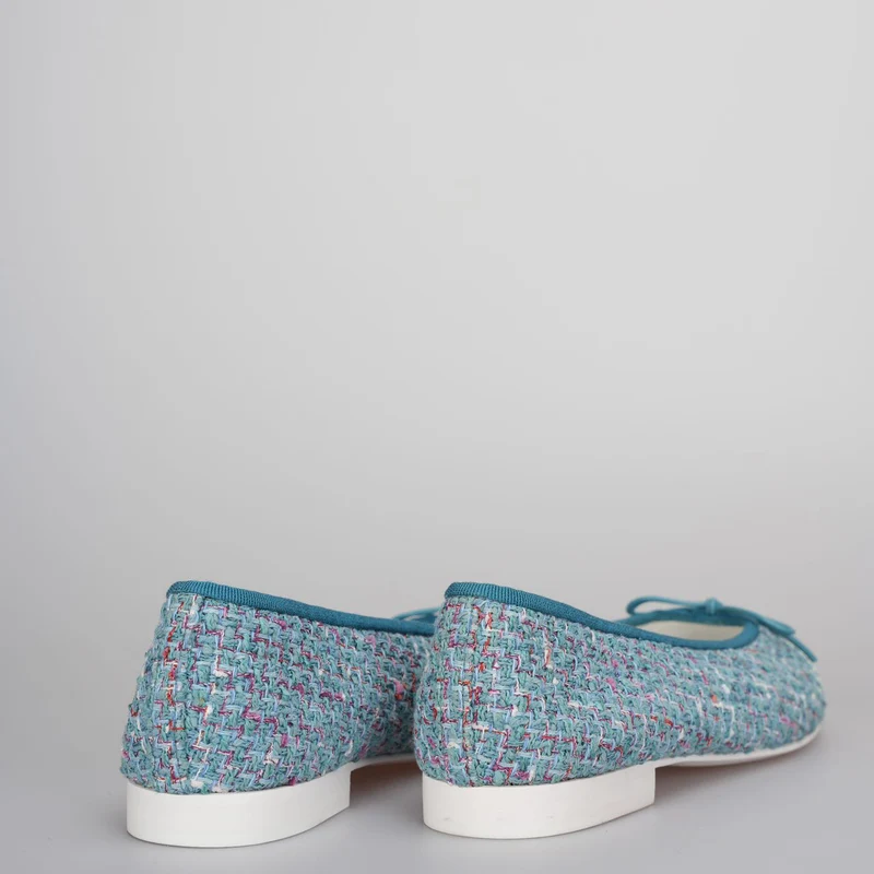 Chanel Blau/Weiß Tweed Kalbsleder Cap Toe Ballerinas Größe 37