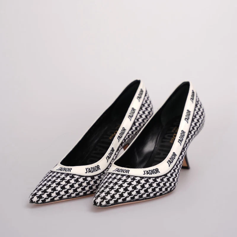 Christian Dior Pumps mit Hahnentrittmuster, 6 cm, 37.5, Schwarz/Weiß