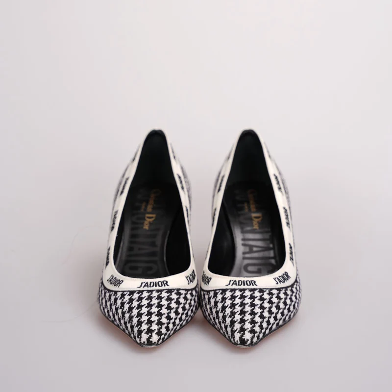 Christian Dior Pumps mit Hahnentrittmuster, 6 cm, 37.5, Schwarz/Weiß