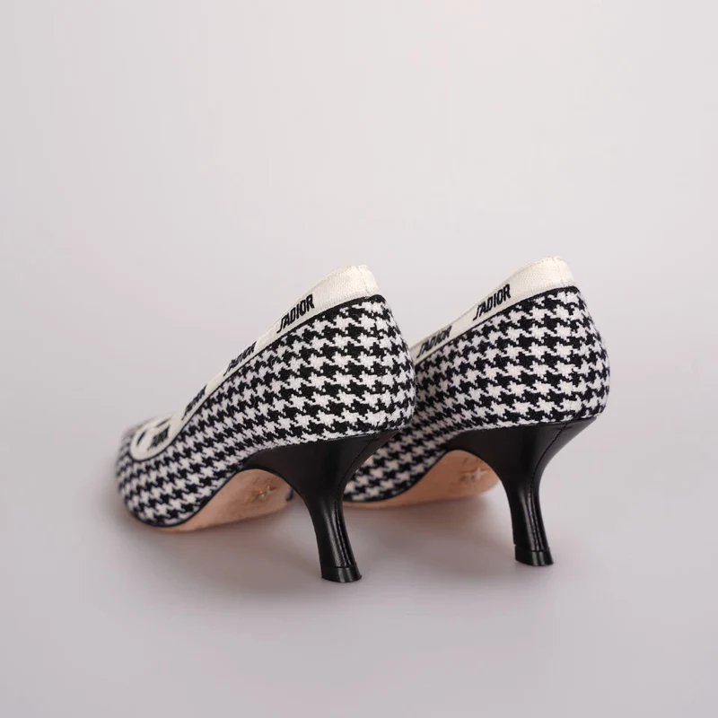 Christian Dior Pumps mit Hahnentrittmuster, 6 cm, 37.5, Schwarz/Weiß