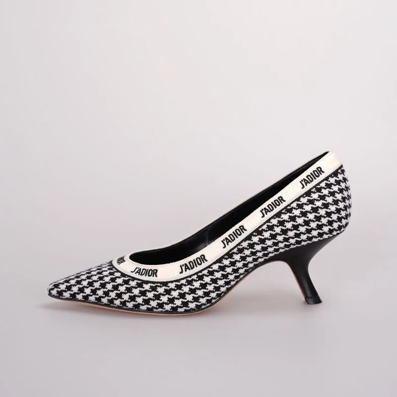 Christian Dior Pumps mit Hahnentrittmuster, 6 cm, 37.5, Schwarz/Weiß
