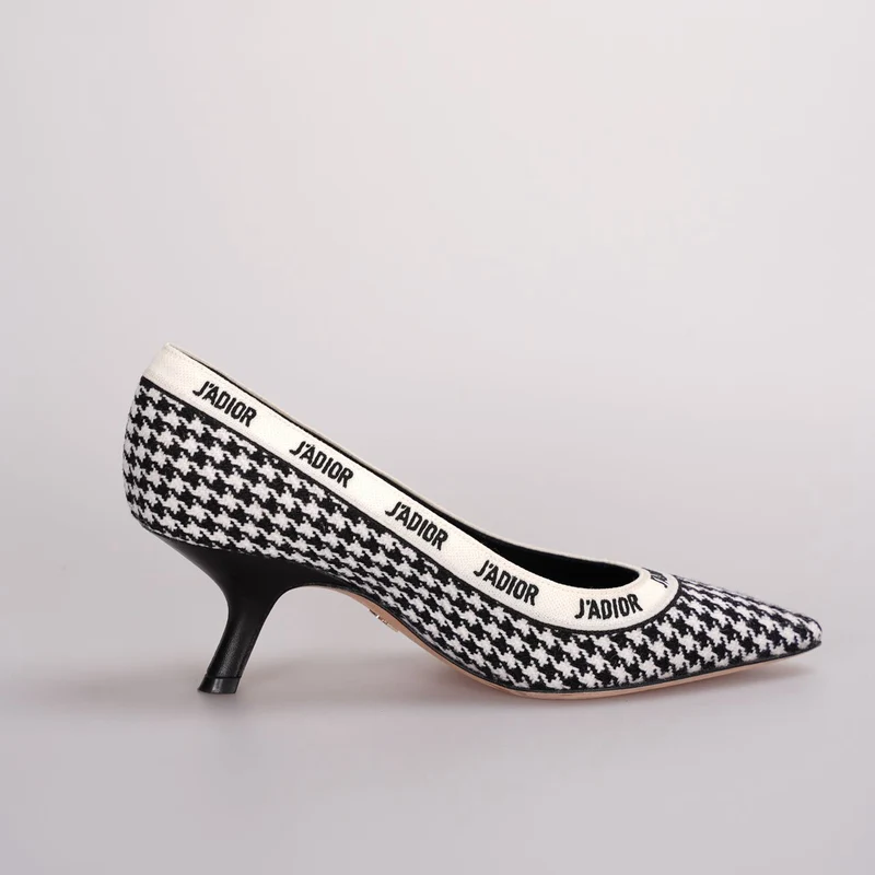 Christian Dior Pumps mit Hahnentrittmuster, 6 cm, 37.5, Schwarz/Weiß