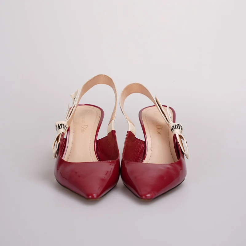 Christian Dior J'adior Slingback-Pumps aus Lackleder, 6 cm, 37D, Burgunderrot