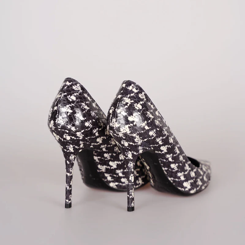 Christian Dior Klassischer Hahnentritt-Stiletto 10 cm Pumps 37 mit beiger Innensohle