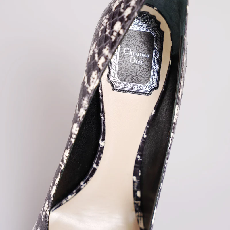 Christian Dior Klassischer Hahnentritt-Stiletto 10 cm Pumps 37 mit beiger Innensohle