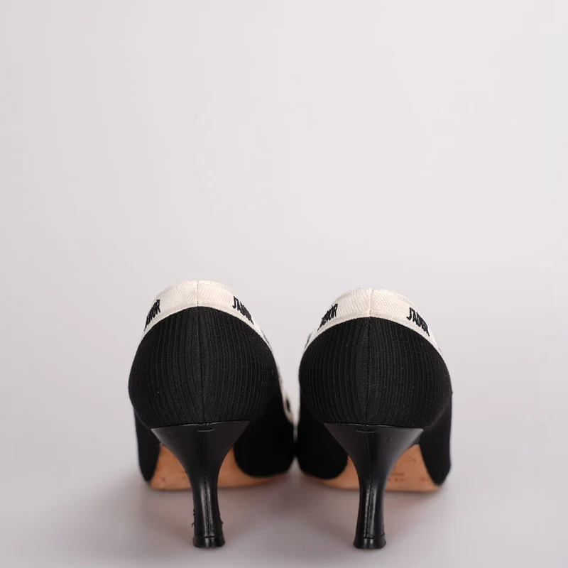 Christian Dior Schwarze Canvas J'adior Pumps Größe 37.5D mit beiger Innensohle