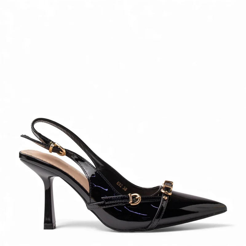 Europeon Union Women Black VernisLeather Heels #4572
