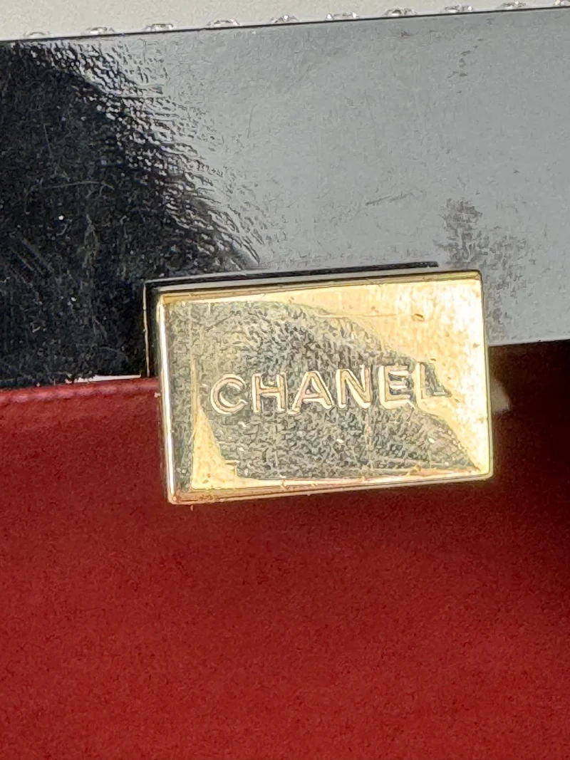 Chanel Runway Schwarze Harz Kristall Perle Abend Clutch Schulterbox Limitierte Auflage