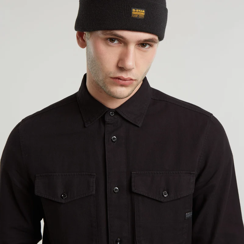Marine Slim shirt l\s dk black gd