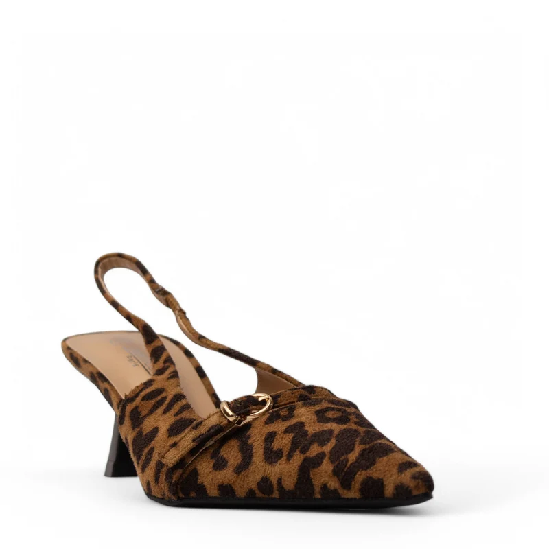 Europeon Union Women Leopard Chamois Heels #4135