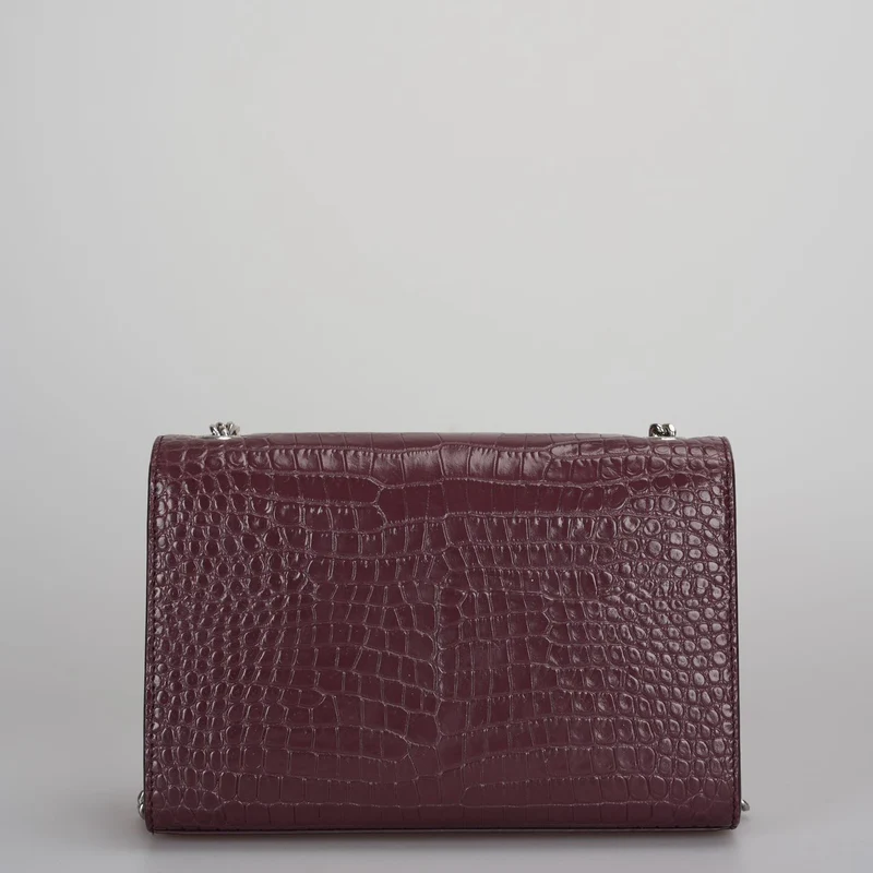 Saint Laurent Kleine klassische Monogram Kate Quaste Satchel Kalbsleder Krokodil geprägt Burgund