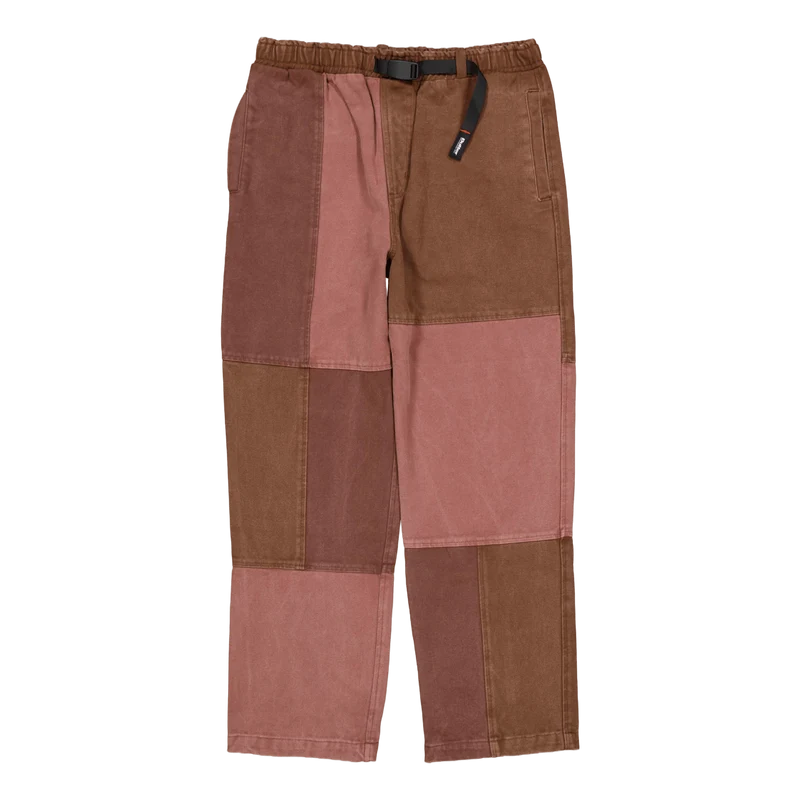 Washed Canvas Patchwork Pants Washed Burgundy