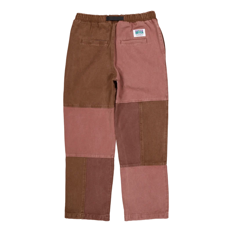 Washed Canvas Patchwork Pants Washed Burgundy