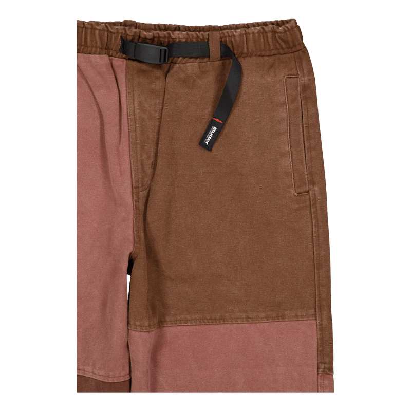 Washed Canvas Patchwork Pants Washed Burgundy