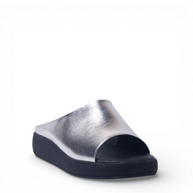 Women Silver Leather Wedges #4882