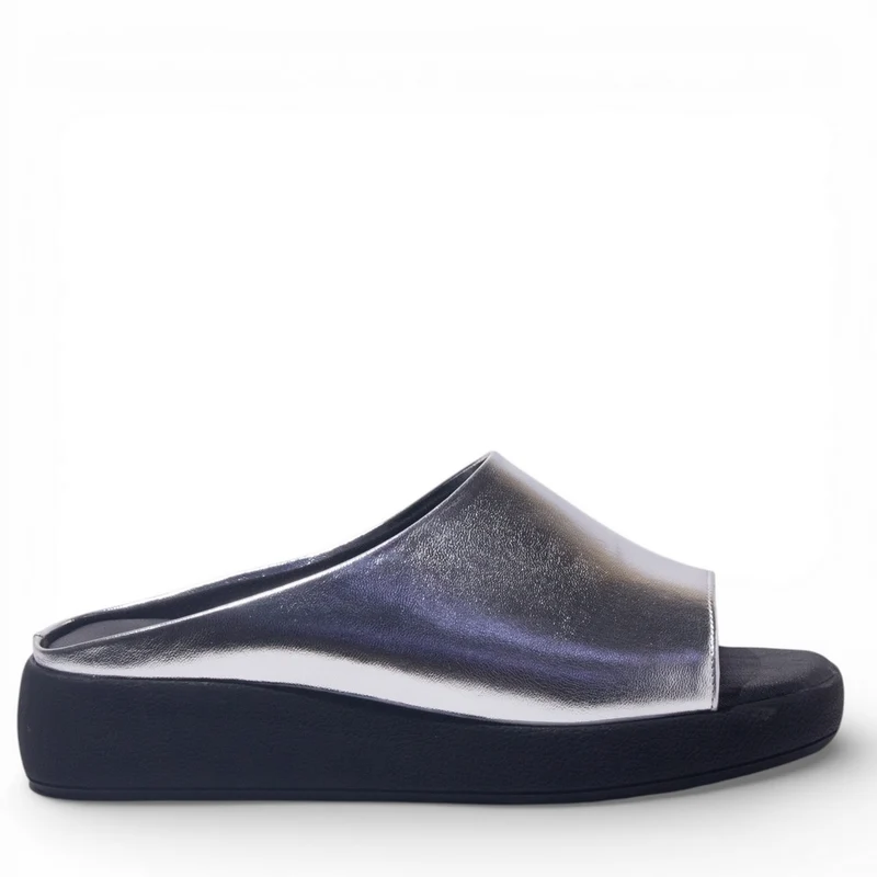 Women Silver Leather Wedges #4882