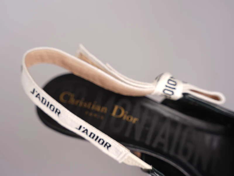 Dior J'Adior Sandalen aus schwarz-weißem Hahnentritt-Canvas, Größe 38