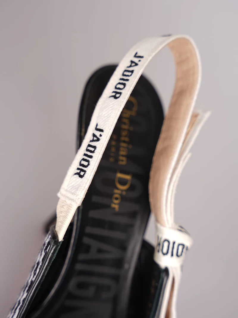 Dior J'Adior Sandalen aus schwarz-weißem Hahnentritt-Canvas, Größe 38