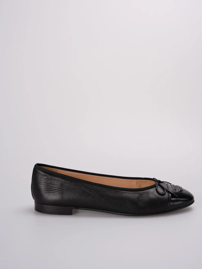 Chanel Ballerinas aus schwarzem Leder, Zehengröße 40