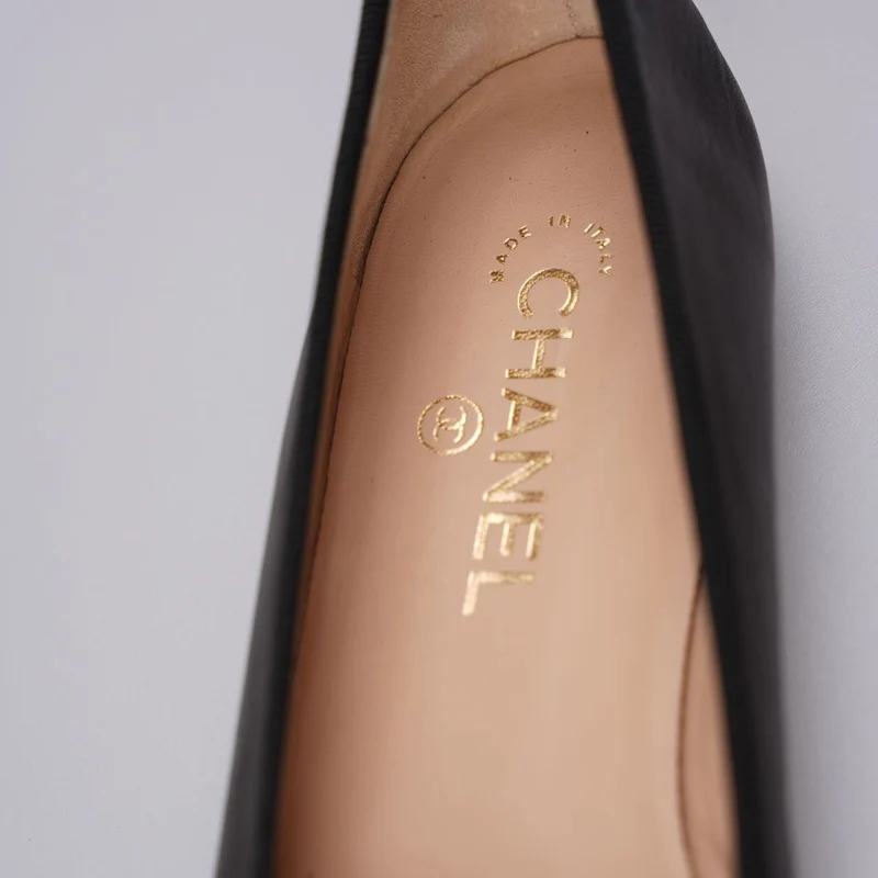 Chanel Ballerinas aus schwarzem Leder, Zehengröße 40