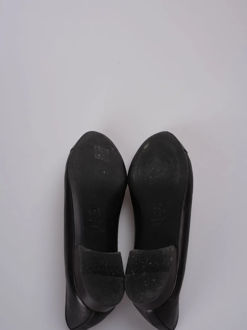 Chanel Ballerinas aus schwarzem Leder, Zehengröße 40