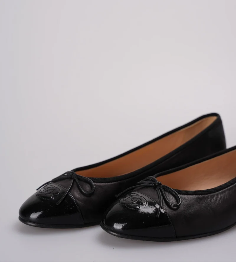Chanel Ballerinas aus schwarzem Leder, Zehengröße 40