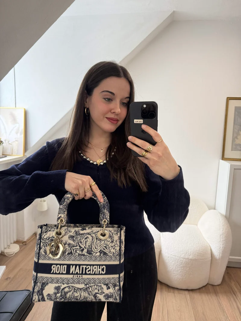 Christian Dior Lady Dior D-Lite Tasche Mittel aus Canvas