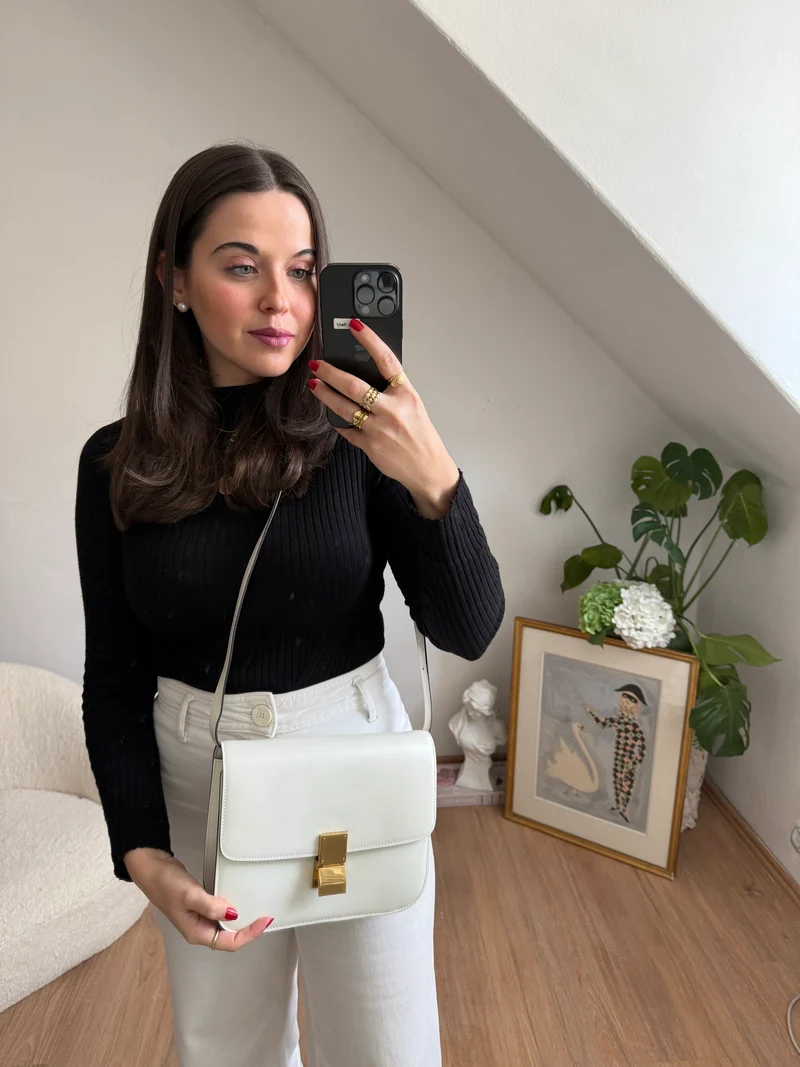 Celine Tasche Classic Box weißes Leder Umhängetasche