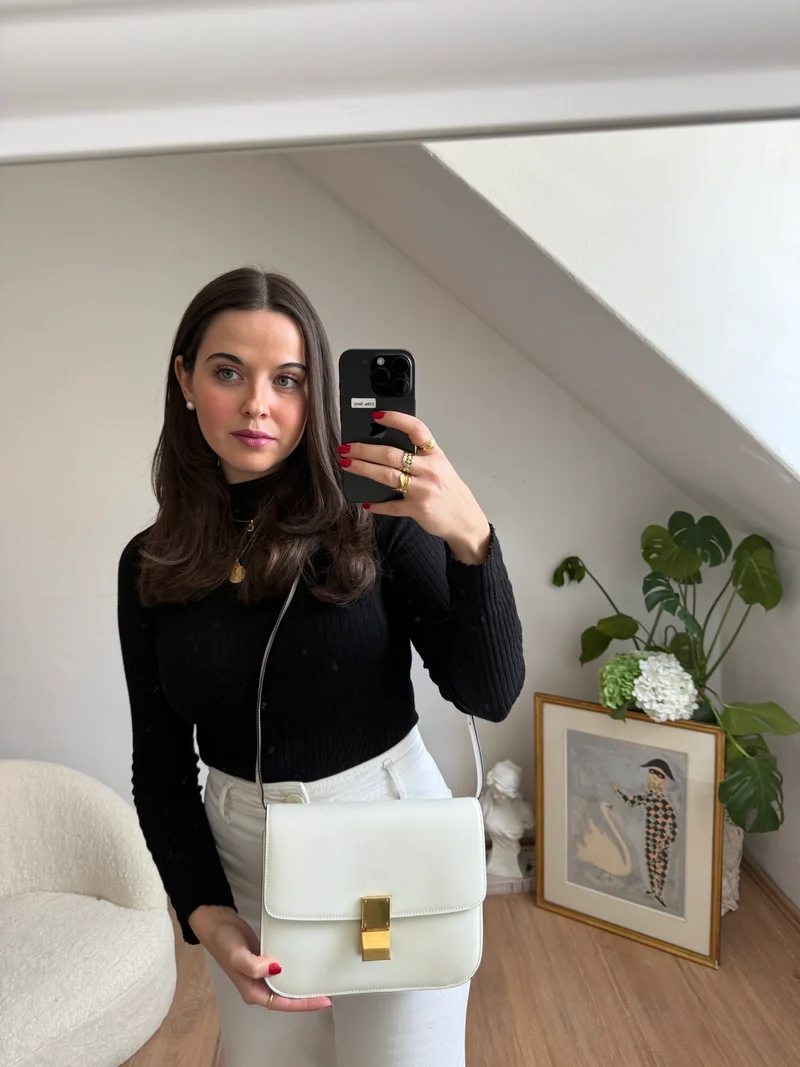 Celine Tasche Classic Box weißes Leder Umhängetasche