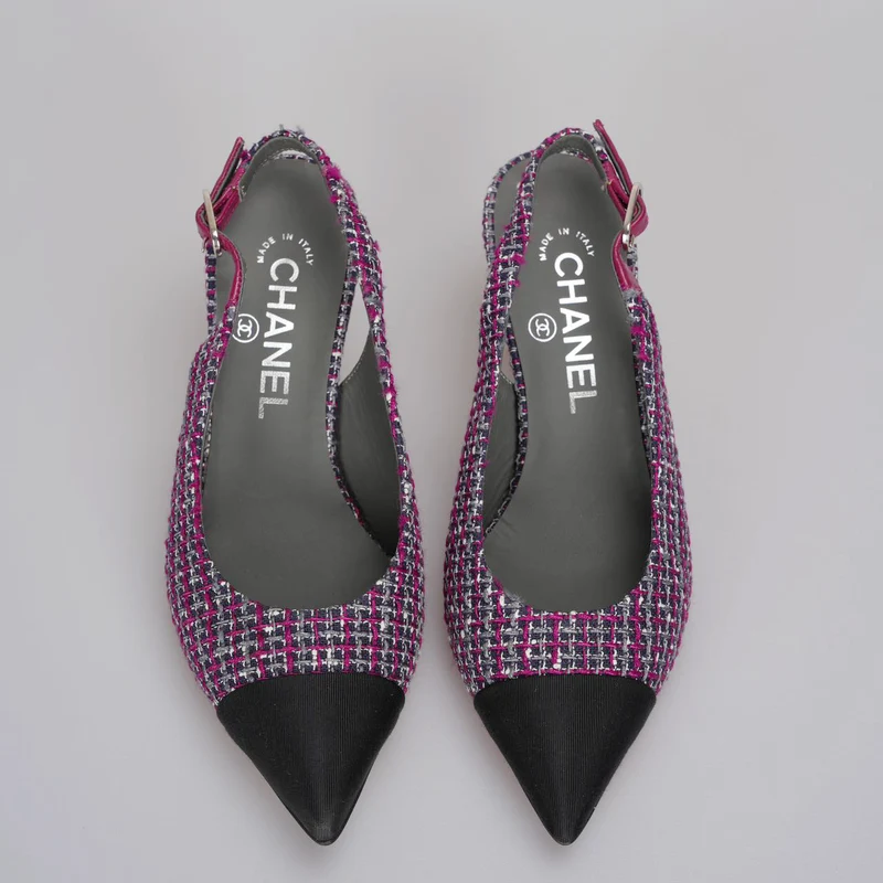 Chanel lila Tweed Slingback Heels Sandalen 35.5Multicolor