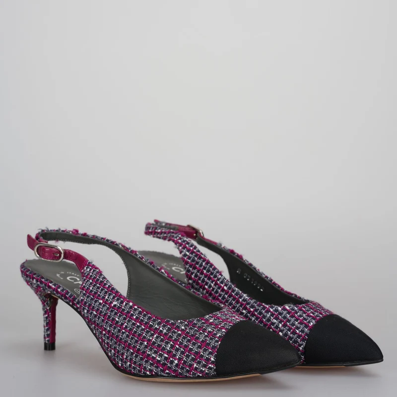 Chanel lila Tweed Slingback Heels Sandalen 35.5Multicolor