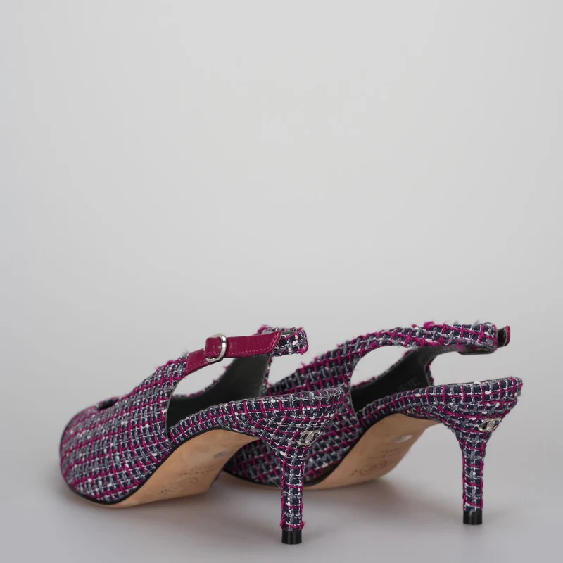 Chanel lila Tweed Slingback Heels Sandalen 35.5Multicolor