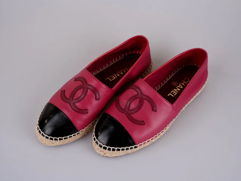 Chanel Lammleder CC Espadrilles Fuchsia Schwarz Größe 38