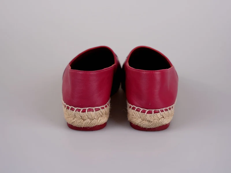 Chanel Lammleder CC Espadrilles Fuchsia Schwarz Größe 38