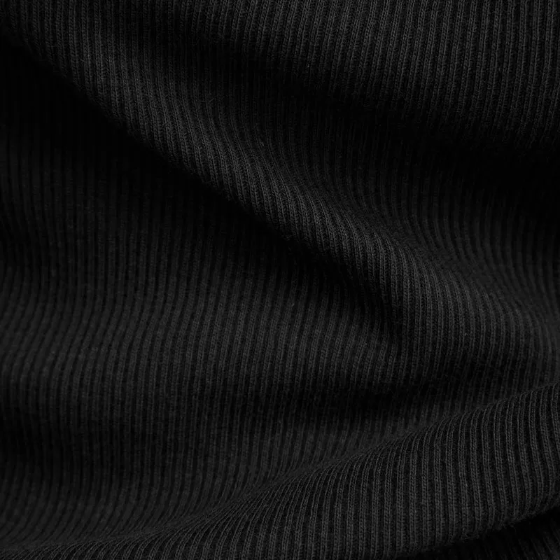 Ribbed slim polo l\s Wmn black