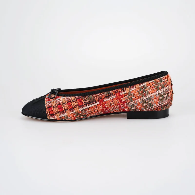 Chanel Ballerinas Mehrfarbiger Stoff und Leder CC 38