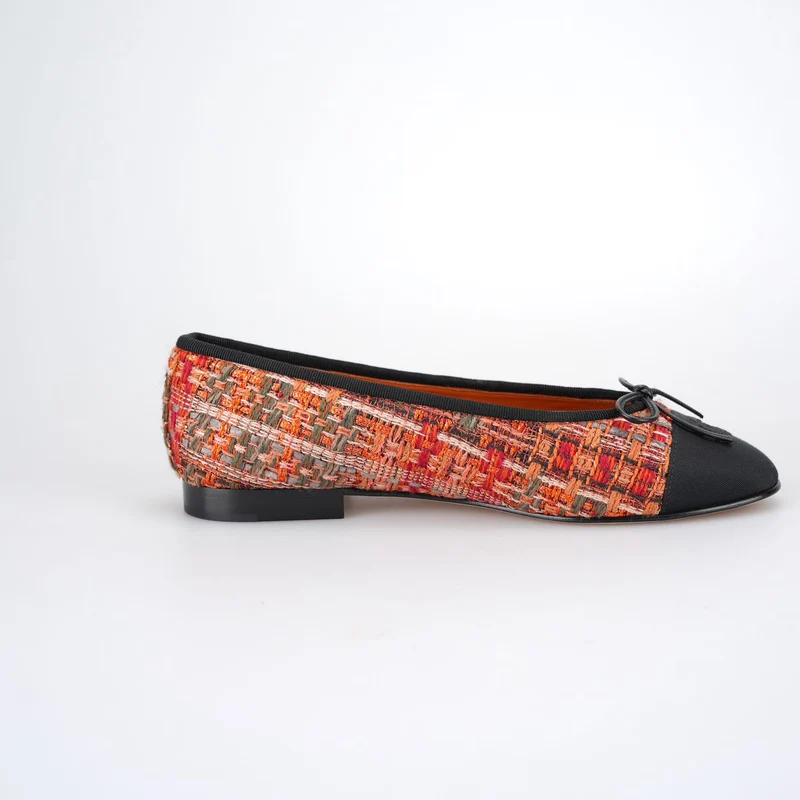 Chanel Ballerinas Mehrfarbiger Stoff und Leder CC 38