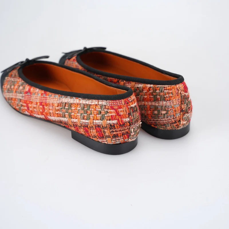 Chanel Ballerinas Mehrfarbiger Stoff und Leder CC 38